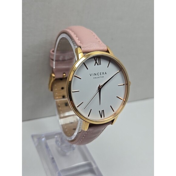 Vincera Collective Rose Womens Watch 38mm White Dial Pink Leather New Battery main image 3
